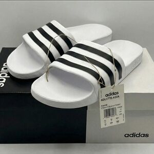 Adidas Adilette Aqua Slides Black and White
